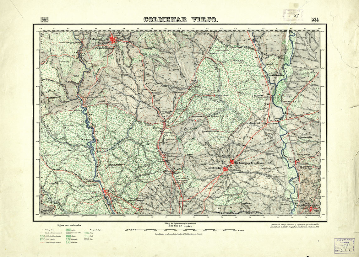 (N:18476) MAPA TOPOGRAFICO DE ESPANA - Colmenar Viejo - Foglio 534 (B0014924) Carte e stampe antiche: riproduzione a colori su carta (formato A1)