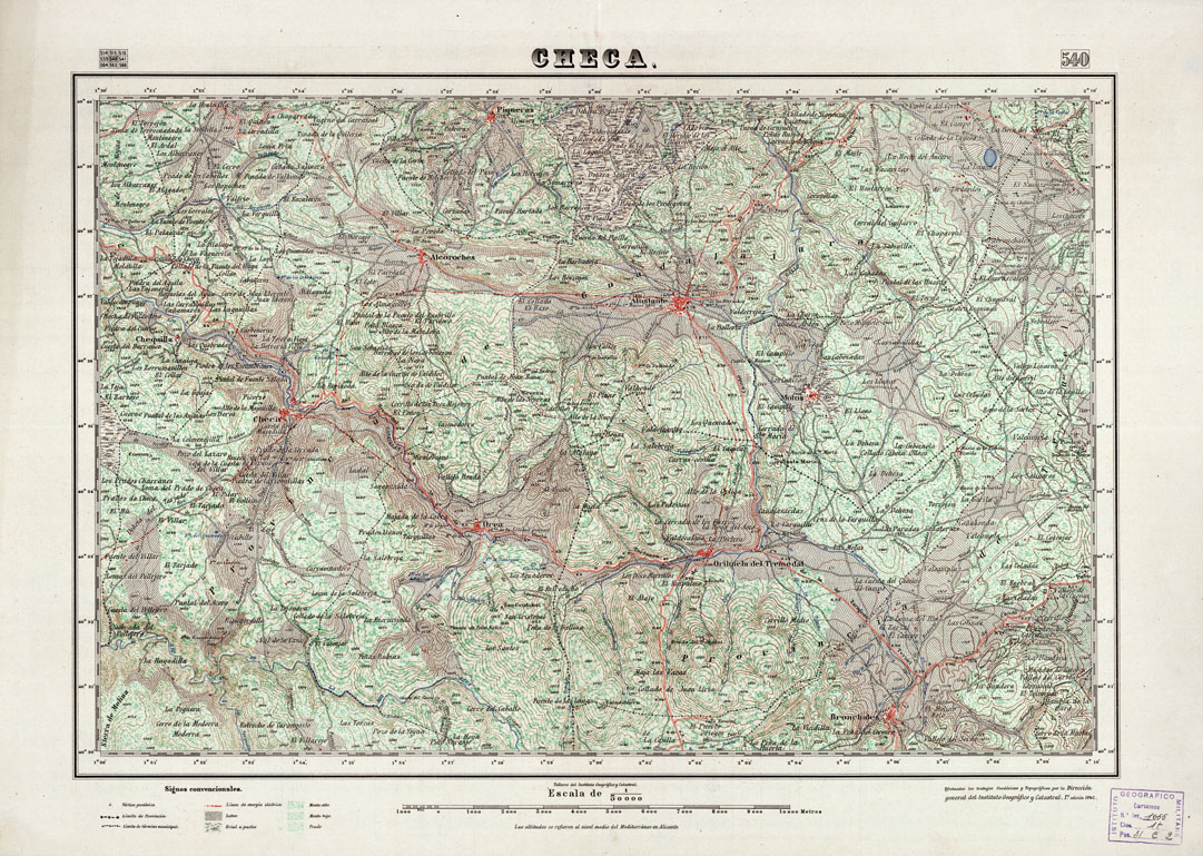 (N:18481) MAPA TOPOGRAFICO DE ESPANA - Checa - Foglio 540 (B0014929) Carte e stampe antiche: riproduzione a colori su carta (formato A1)