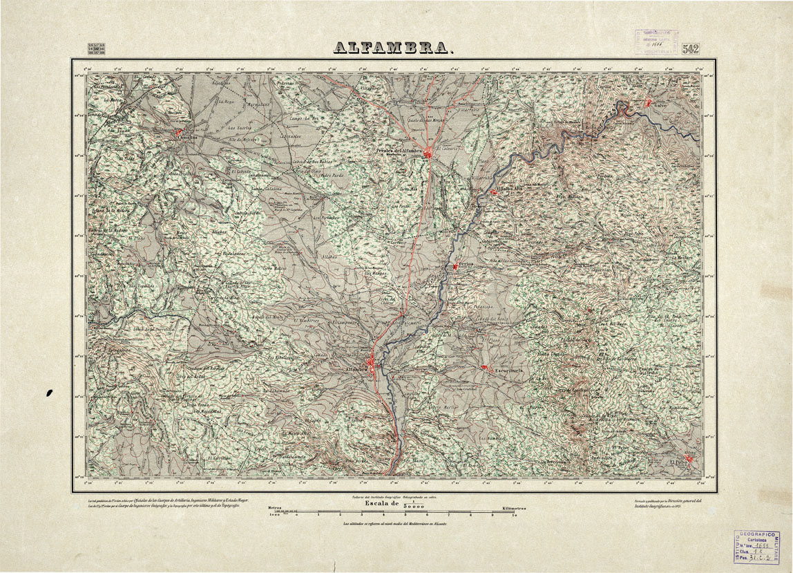 (N:18482) MAPA TOPOGRAFICO DE ESPANA - Alfambra - Foglio 542 (B0014930) Carte e stampe antiche: riproduzione a colori su carta (formato A1)