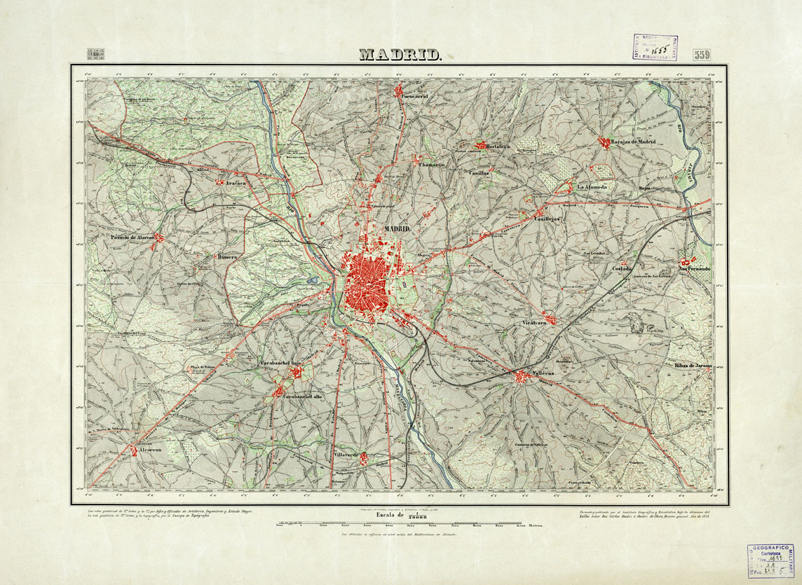 (N:18494) MAPA TOPOGRAFICO DE ESPANA - Madrid - Foglio 559 (B0014942) Carte e stampe antiche: riproduzione a colori su carta (formato A1)