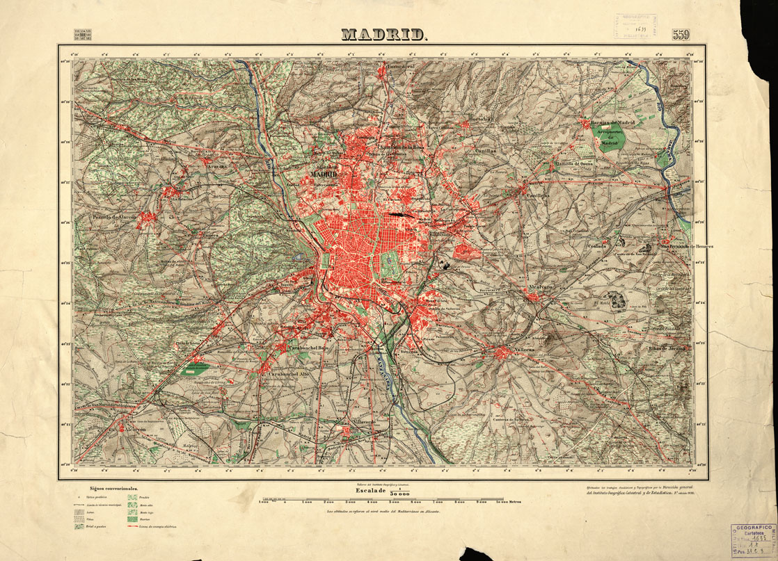 (N:18495) MAPA TOPOGRAFICO DE ESPANA - Madrid - Foglio 559 (B0014943) Carte e stampe antiche: riproduzione a colori su carta (formato A1)
