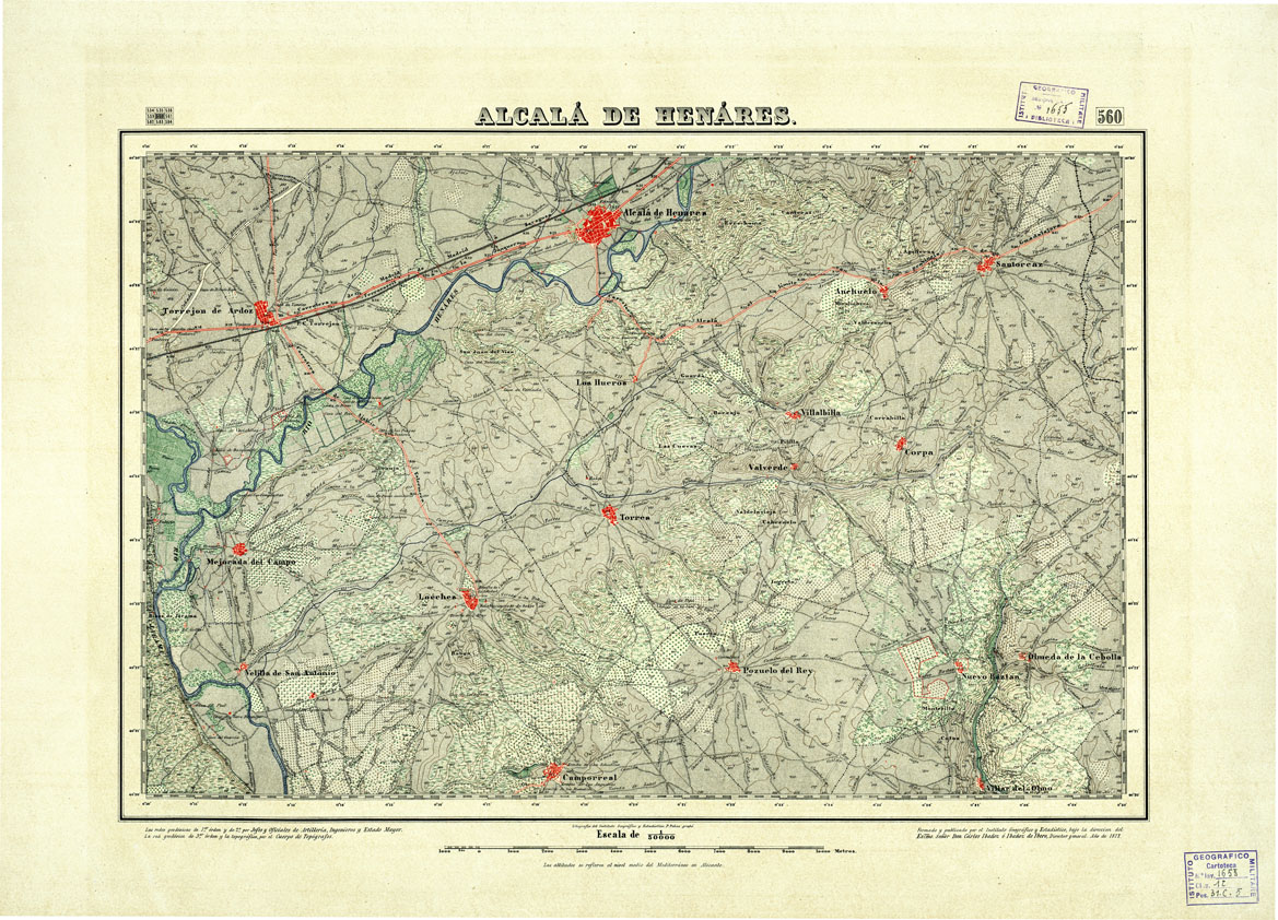 (N:18496) MAPA TOPOGRAFICO DE ESPANA - Alcala de Henares - Foglio 560 (B0014944) Carte e stampe antiche: riproduzione a colori su carta (formato A1)
