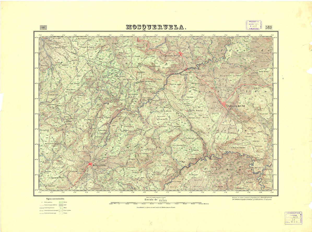 (N:18503) MAPA TOPOGRAFICO DE ESPANA - Mosqueruela - Foglio 569
 (B0014951) Carte e stampe antiche: riproduzione a colori su carta (formato A1)