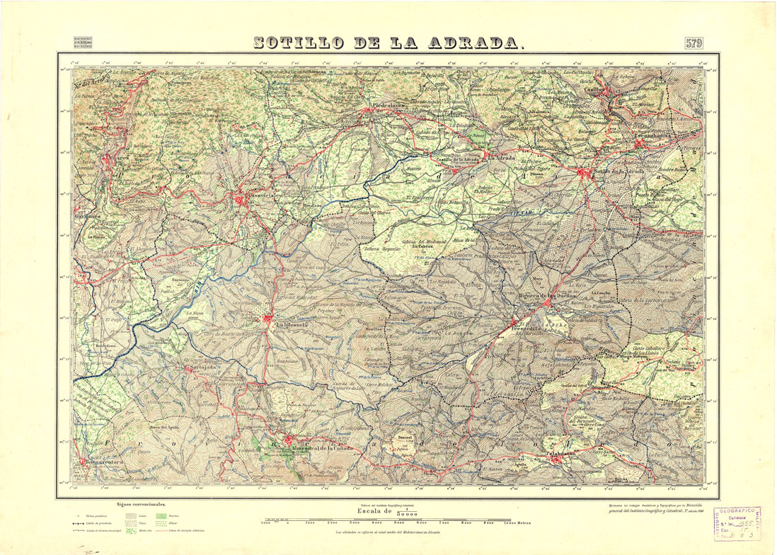 (N:18505) MAPA TOPOGRAFICO DE ESPANA - Sotillo de la Adrada - Foglio 579 (B0014953) Carte e stampe antiche: riproduzione a colori su carta (formato A1)
