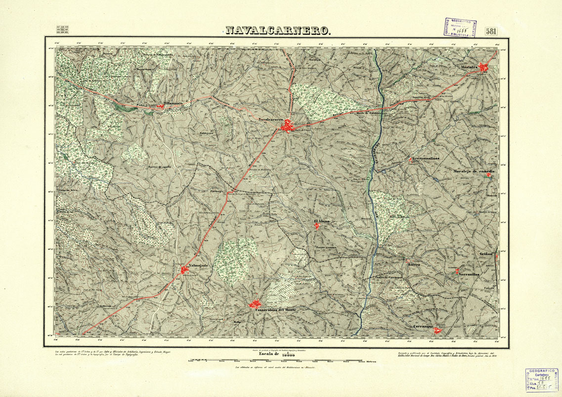 (N:18507) MAPA TOPOGRAFICO DE ESPANA - Navalcarnero - Foglio 581 (B0014955) Carte e stampe antiche: riproduzione a colori su carta (formato A1)