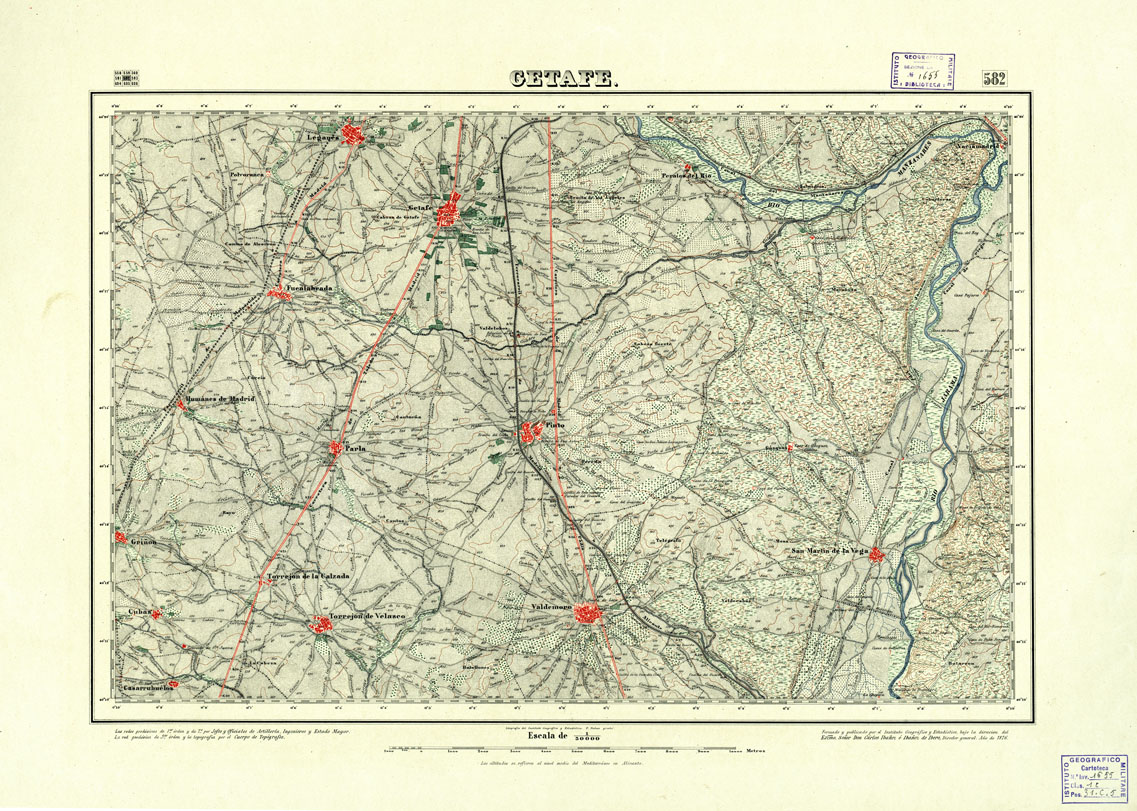 (N:18509) MAPA TOPOGRAFICO DE ESPANA - Getafe - Foglio 582 (B0014957) Carte e stampe antiche: riproduzione a colori su carta (formato A1)