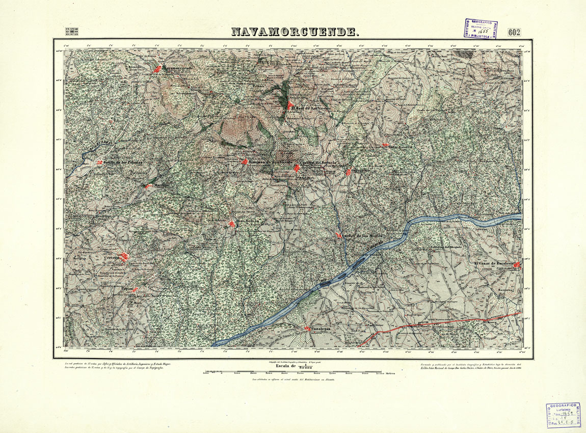 (N:18519) MAPA TOPOGRAFICO DE ESPANA - Navamorcuende - Foglio 602 (B0014967) Carte e stampe antiche: riproduzione a colori su carta (formato A1)