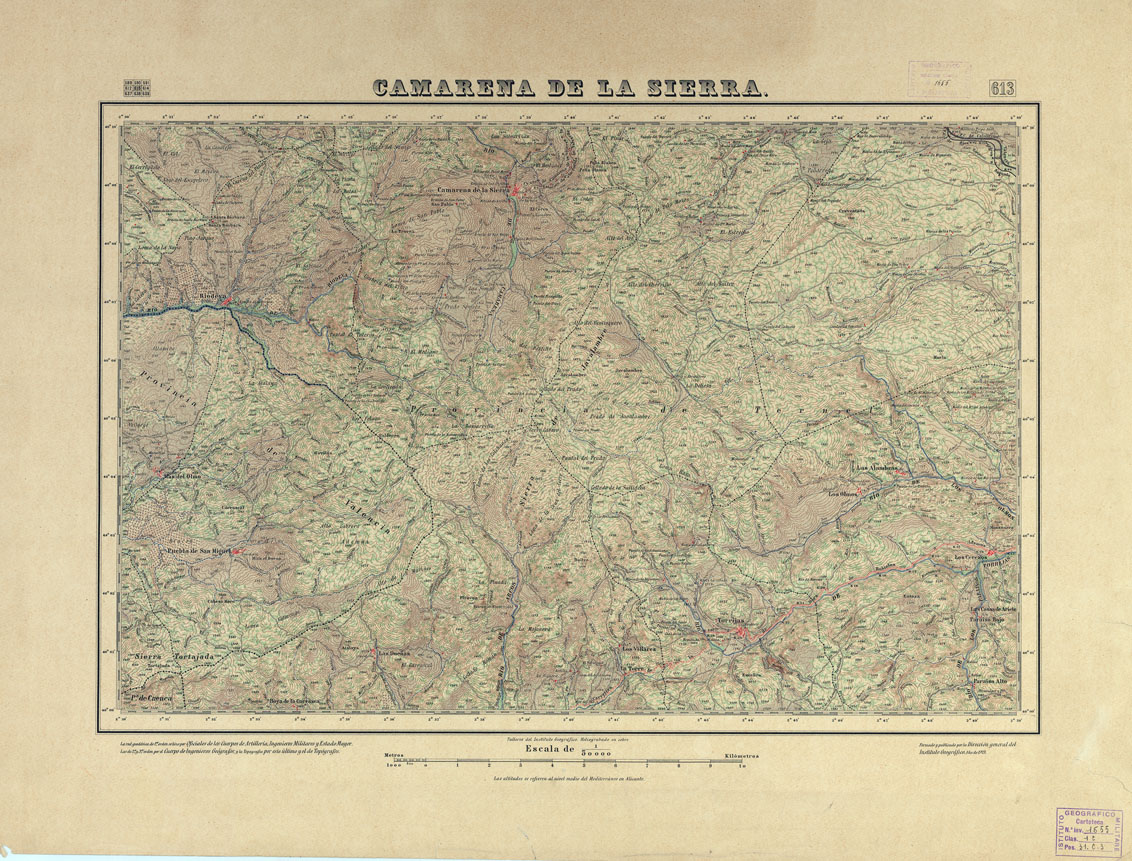 (N:18530) MAPA TOPOGRAFICO DE ESPANA - Camarena de la Sierra - Foglio 613 (B0014978) Carte e stampe antiche: riproduzione a colori su carta (formato A1)