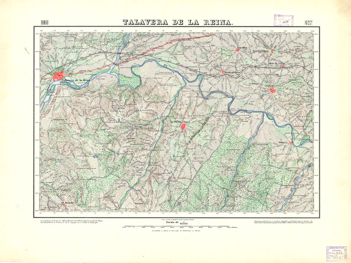 (N:18532) MAPA TOPOGRAFICO DE ESPANA - Talavera de la Reina - Foglio 627 (B0014980) Carte e stampe antiche: riproduzione a colori su carta (formato A1)
