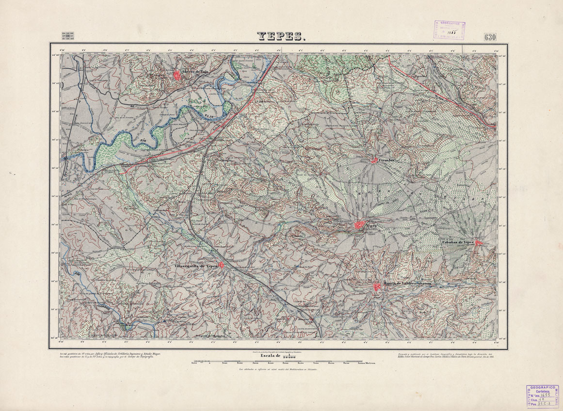 (N:18536) MAPA TOPOGRAFICO DE ESPANA - Yepes - Foglio 630 (B0014984) Carte e stampe antiche: riproduzione a colori su carta (formato A1)