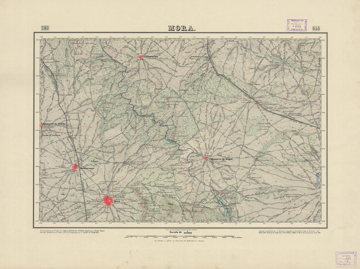 (N:18546) MAPA TOPOGRAFICO DE ESPANA - Mora - Foglio 658 (B0014994) Carte e stampe antiche: riproduzione a colori su carta (formato A1)