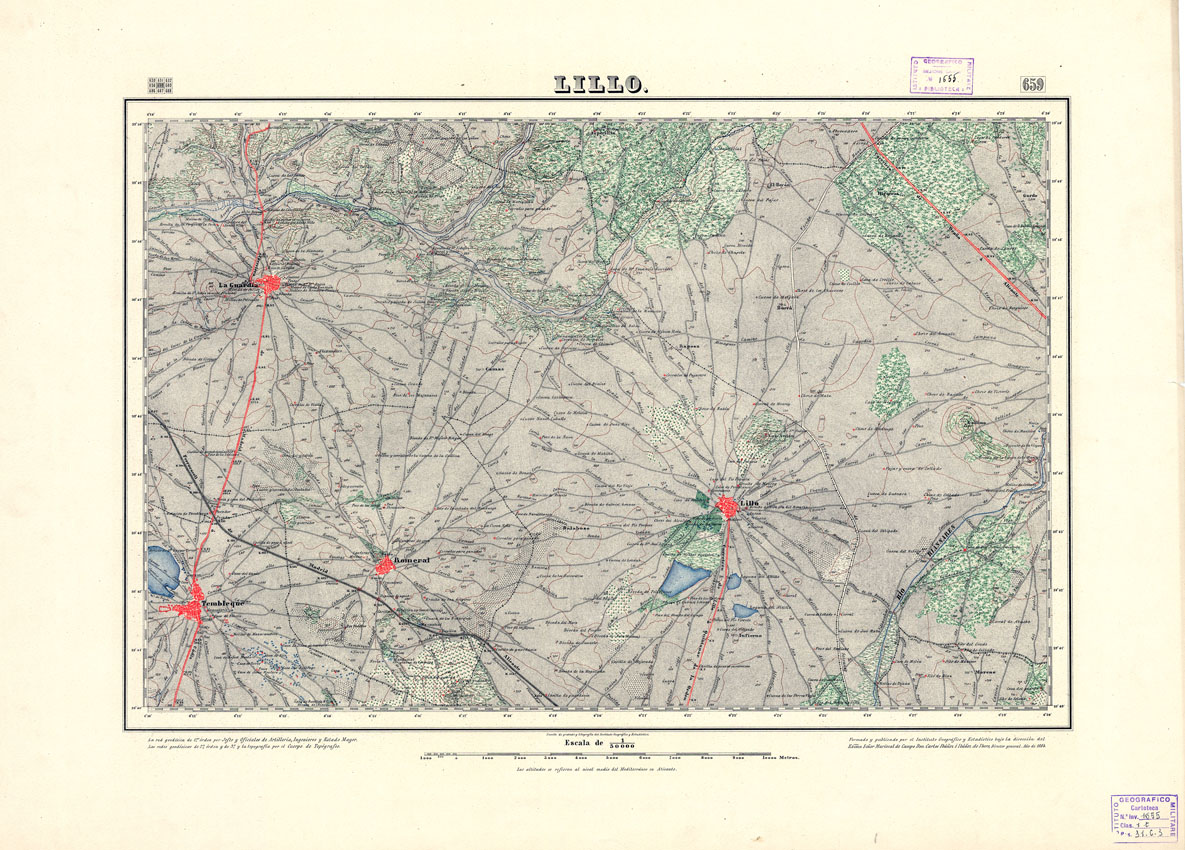 (N:18547) MAPA TOPOGRAFICO DE ESPANA - Lillo - Foglio 659 (B0014995) Carte e stampe antiche: riproduzione a colori su carta (formato A1)