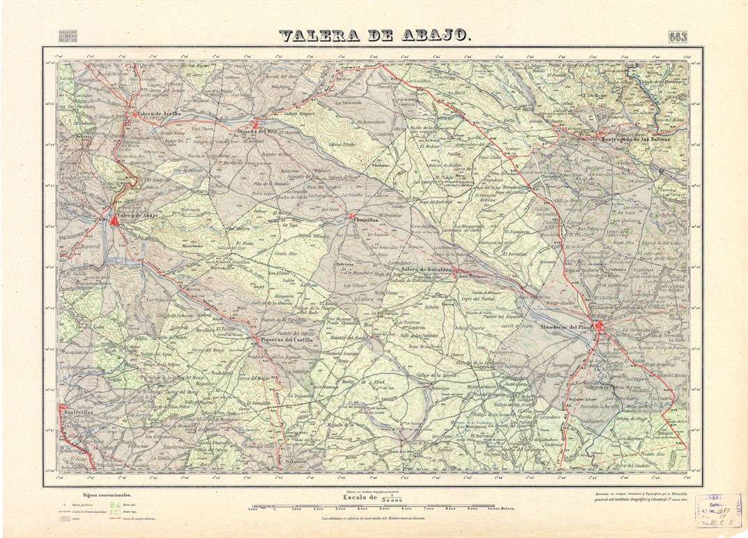 (N:18550) MAPA TOPOGRAFICO DE ESPANA - Valera de Abajo - Foglio 663 (B0014998) Carte e stampe antiche: riproduzione a colori su carta (formato A1)