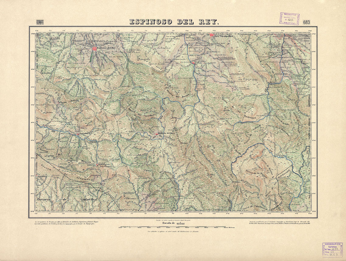 (N:18555) MAPA TOPOGRAFICO DE ESPANA - Espinoso del Rey - Foglio 674 (B0015003) Carte e stampe antiche: riproduzione a colori su carta (formato A1)