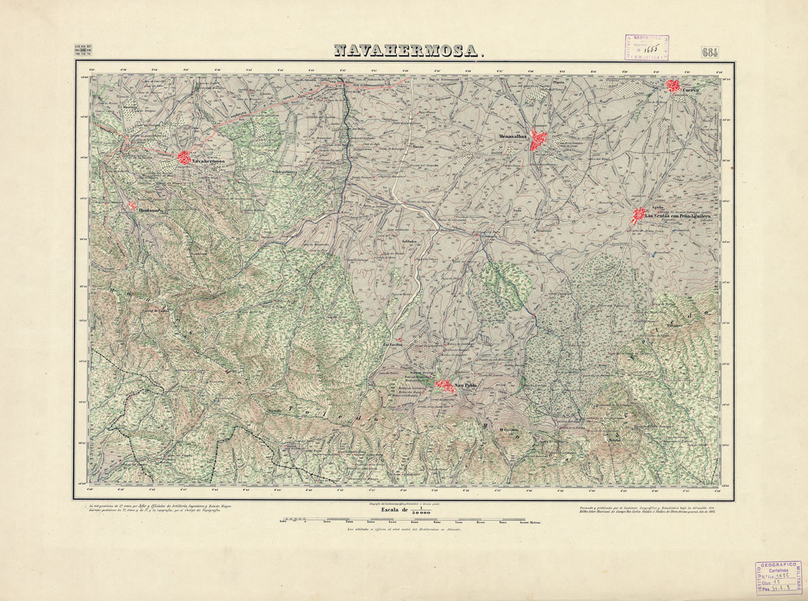 (N:18556) MAPA TOPOGRAFICO DE ESPANA - Navahermosa - Foglio 684 (B0015004) Carte e stampe antiche: riproduzione a colori su carta (formato A1)
