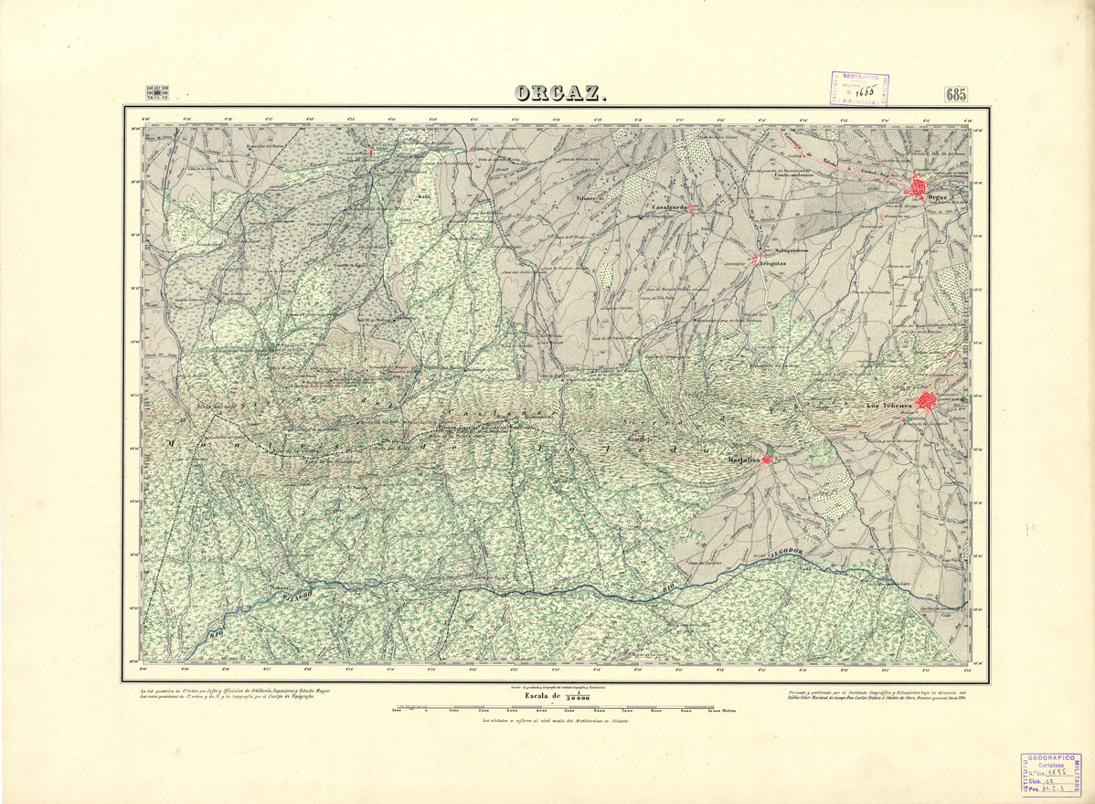 (N:18557) MAPA TOPOGRAFICO DE ESPANA - Orgaz - Foglio 685 (B0015005) Carte e stampe antiche: riproduzione a colori su carta (formato A1)