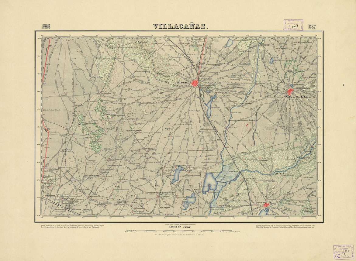 (N:18559) MAPA TOPOGRAFICO DE ESPANA - Villacans - Foglio 687 (B0015007) Carte e stampe antiche: riproduzione a colori su carta (formato A1)