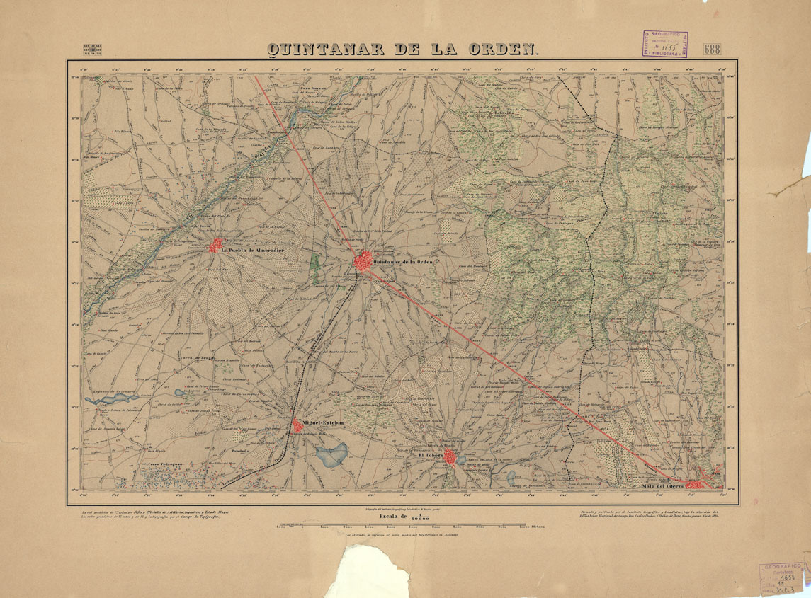 (N:18560) MAPA TOPOGRAFICO DE ESPANA - Quintanar de la Orden - Foglio 688 (B0015008) Carte e stampe antiche: riproduzione a colori su carta (formato A1)