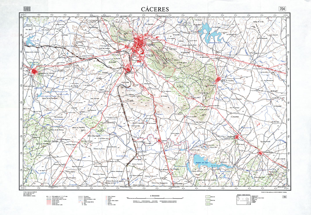 (N:18568) MAPA TOPOGRAFICO DE ESPANA - Caceres - Foglio 704 (B0015016) Carte e stampe antiche: riproduzione a colori su carta (formato A1)