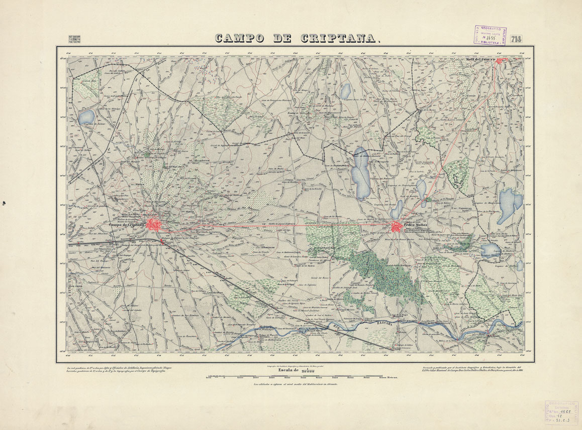 (N:18575) MAPA TOPOGRAFICO DE ESPANA - Campo de Criptana - Foglio 714 (B0015023) Carte e stampe antiche: riproduzione a colori su carta (formato A1)