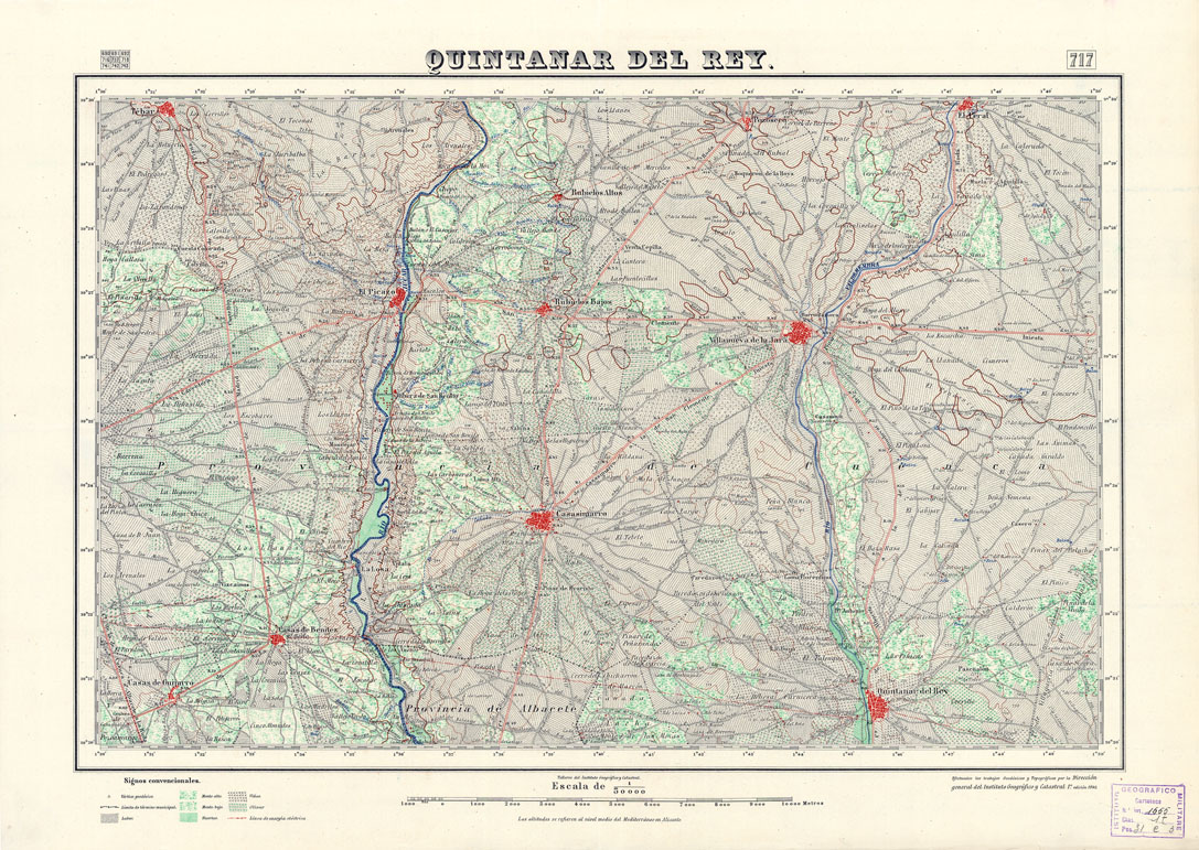 (N:18576) MAPA TOPOGRAFICO DE ESPANA - Qintanar del Rey - Foglio 717 (B0015024) Carte e stampe antiche: riproduzione a colori su carta (formato A1)