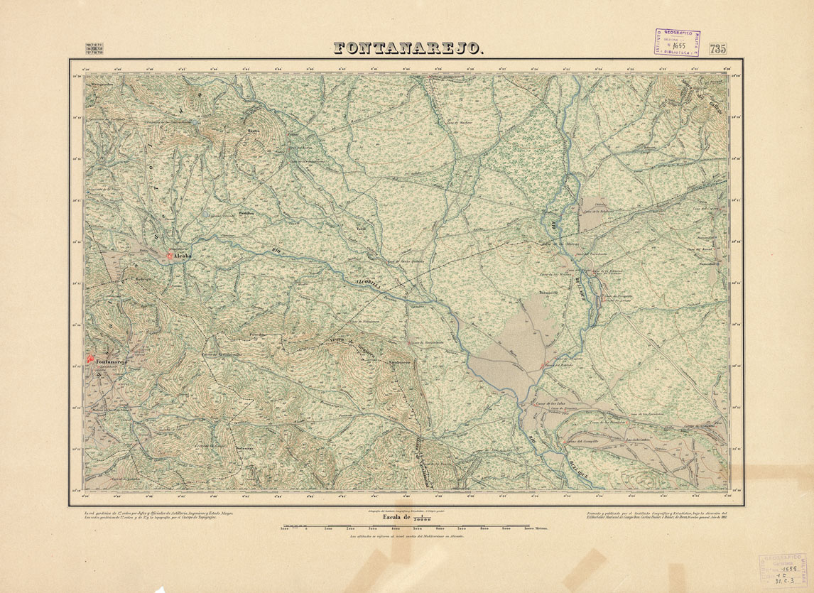(N:18581) MAPA TOPOGRAFICO DE ESPANA - Fontanarejo - Foglio 735 (B0015029) Carte e stampe antiche: riproduzione a colori su carta (formato A1)