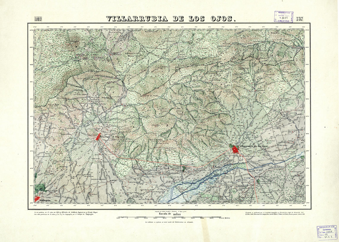(N:18583) MAPA TOPOGRAFICO DE ESPANA - Villarrubia de Los Ojos - Foglio 737 (B0015031) Carte e stampe antiche: riproduzione a colori su carta (formato A1)