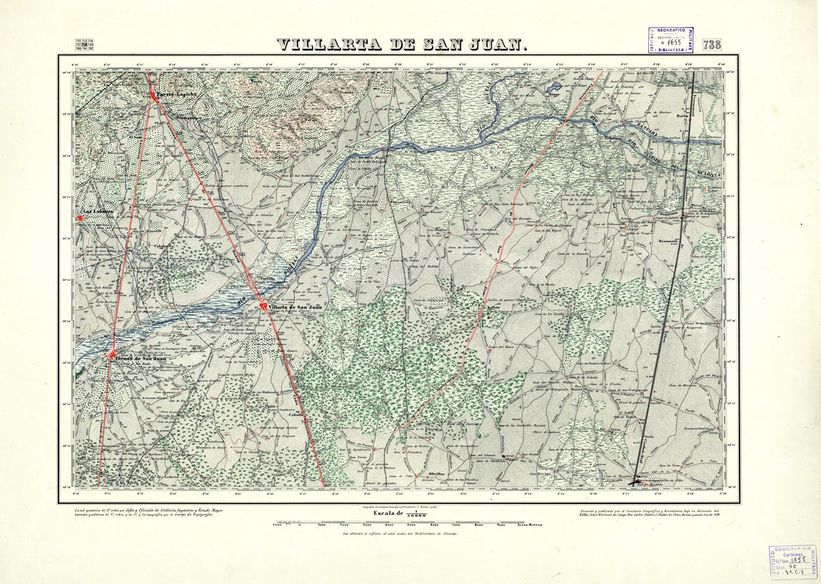 (N:18584) MAPA TOPOGRAFICO DE ESPANA - Villarta de San Juan - Foglio 738 (B0015032) Carte e stampe antiche: riproduzione a colori su carta (formato A1)