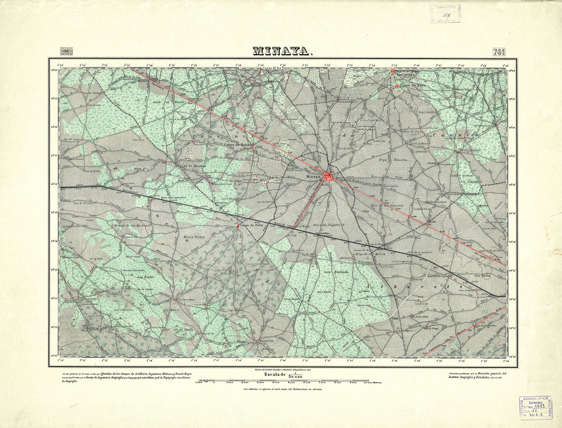 (N:18586) MAPA TOPOGRAFICO DE ESPANA - Minaya - Foglio 741 (B0015035) Carte e stampe antiche: riproduzione a colori su carta (formato A1)