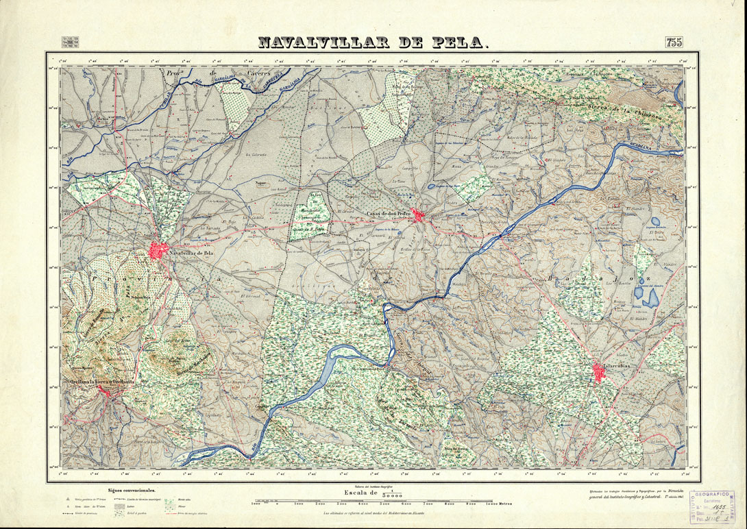 (N:18594) MAPA TOPOGRAFICO DE ESPANA - Navalvillar de Pela - Foglio 755 (B0015043) Carte e stampe antiche: riproduzione a colori su carta (formato A1)