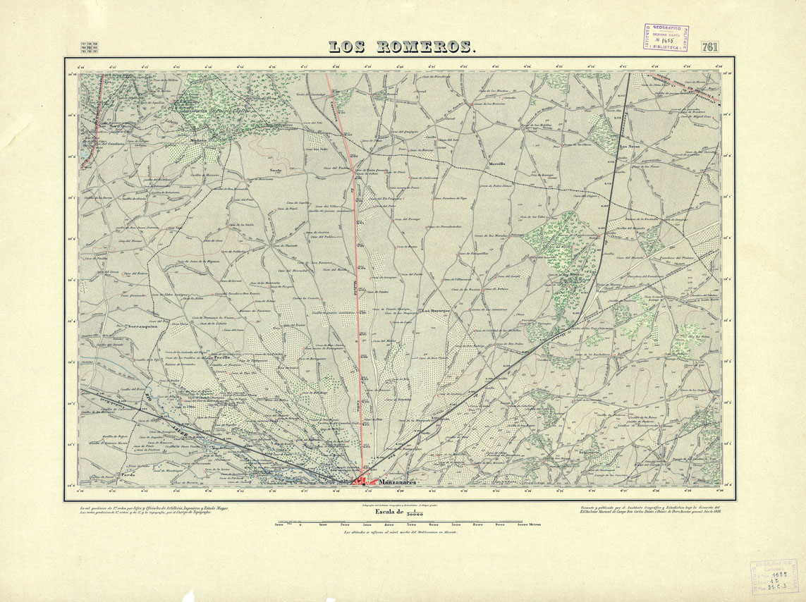 (N:18599) MAPA TOPOGRAFICO DE ESPANA - Los Romeros - Foglio 761 (B0015048) Carte e stampe antiche: riproduzione a colori su carta (formato A1)