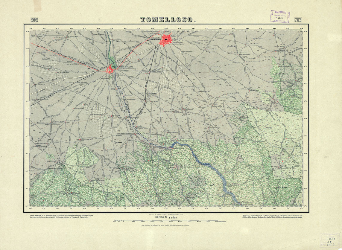 (N:18600) MAPA TOPOGRAFICO DE ESPANA - Tomelloso - Foglio 762 (B0015049) Carte e stampe antiche: riproduzione a colori su carta (formato A1)