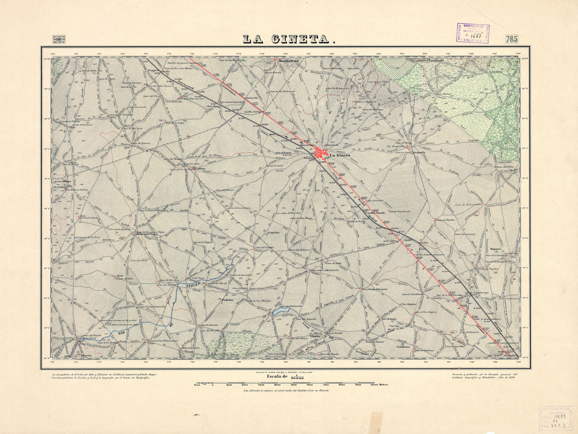 (N:18604) MAPA TOPOGRAFICO DE ESPANA - La Gineta - Foglio 765 (B0015053) Carte e stampe antiche: riproduzione a colori su carta (formato A1)