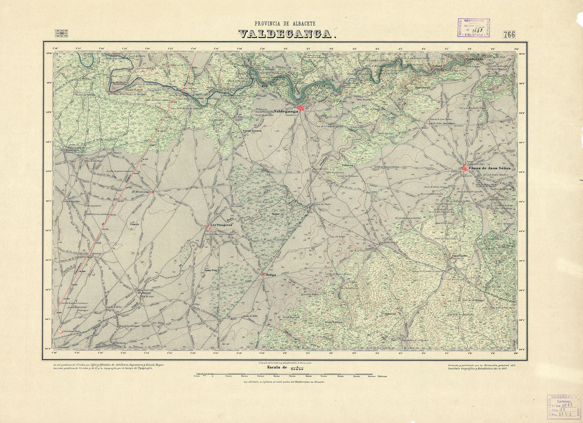 (N:18605) MAPA TOPOGRAFICO DE ESPANA - Valdeganga - Foglio 766 (B0015054) Carte e stampe antiche: riproduzione a colori su carta (formato A1)