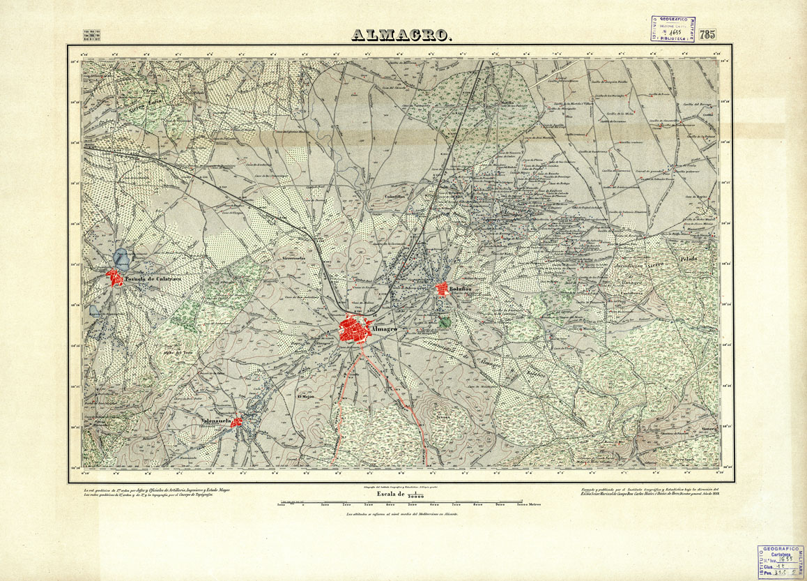 (N:18614) MAPA TOPOGRAFICO DE ESPANA - Almagro - Foglio 785 (B0015063) Carte e stampe antiche: riproduzione a colori su carta (formato A1)