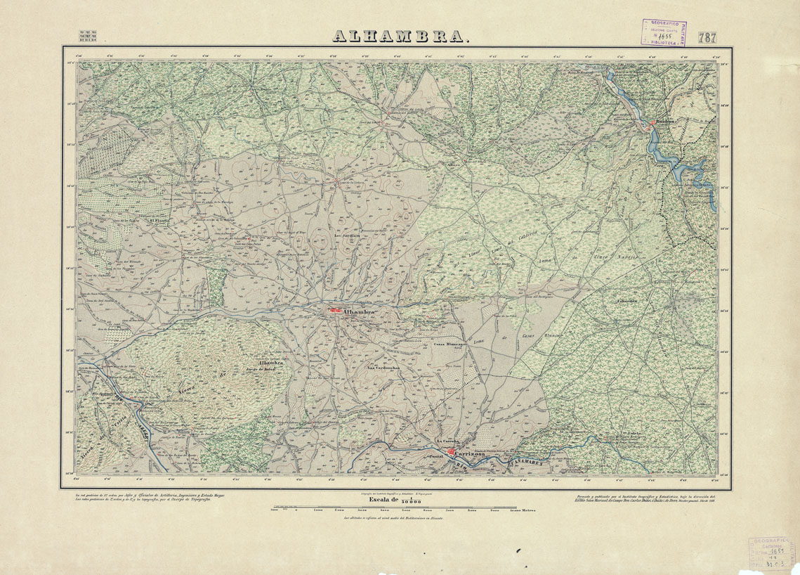 (N:18618) MAPA TOPOGRAFICO DE ESPANA - Alhambra - Foglio 787 (B0015067) Carte e stampe antiche: riproduzione a colori su carta (formato A1)