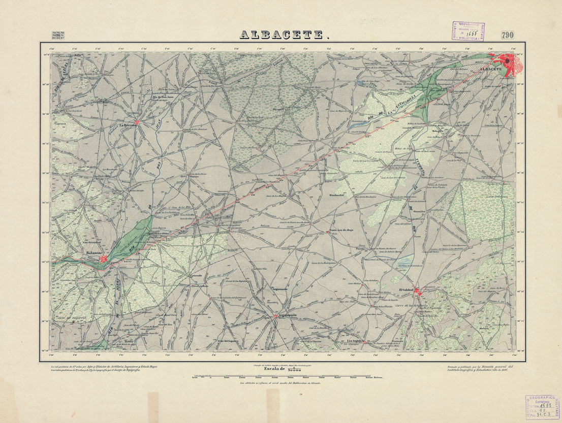 (N:18621) MAPA TOPOGRAFICO DE ESPANA - Albacete - Foglio 790 (B0015070) Carte e stampe antiche: riproduzione a colori su carta (formato A1)