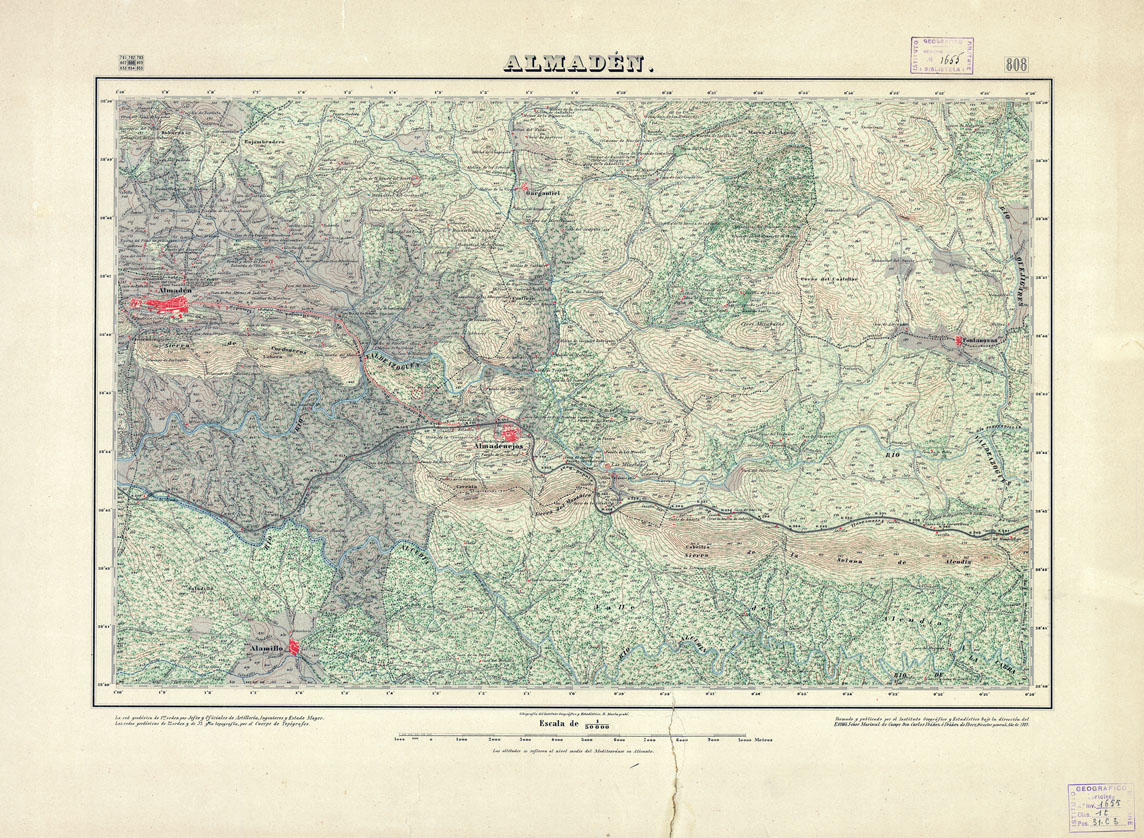 (N:18629) MAPA TOPOGRAFICO DE ESPANA - Almaden - Foglio 808 (B0015078) Carte e stampe antiche: riproduzione a colori su carta (formato A1)