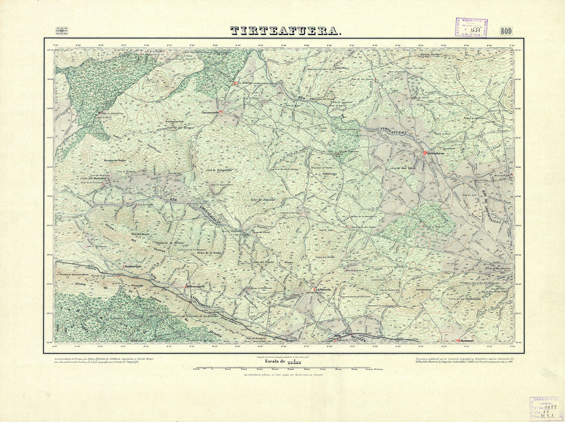 (N:18630) MAPA TOPOGRAFICO DE ESPANA - Tirteafuera - Foglio 809 (B0015079) Carte e stampe antiche: riproduzione a colori su carta (formato A1)