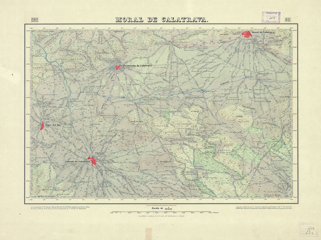 (N:18632) MAPA TOPOGRAFICO DE ESPANA - Moral de Calatrava - Foglio 811 (B0015081) Carte e stampe antiche: riproduzione a colori su carta (formato A1)