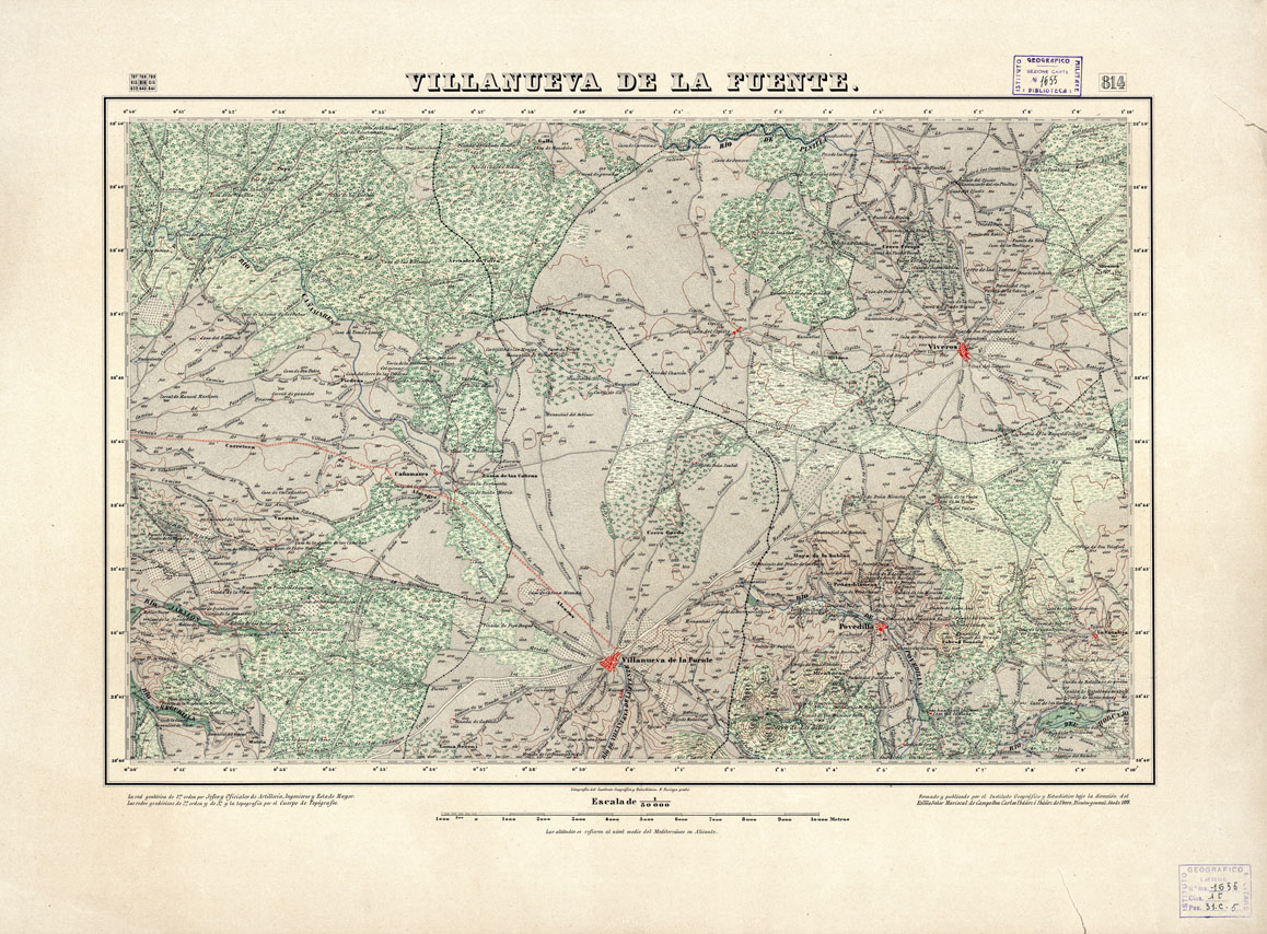 (N:18635) MAPA TOPOGRAFICO DE ESPANA - Villanueva de la Fuente - Foglio 814 (B0015084) Carte e stampe antiche: riproduzione a colori su carta (formato A1)