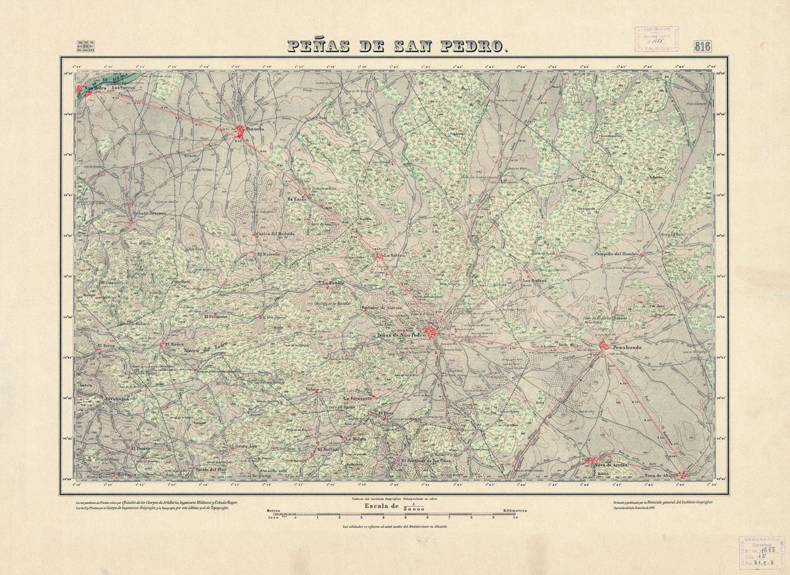 (N:18638) MAPA TOPOGRAFICO DE ESPANA - Penas de Pedro - Foglio 816 (B0015087) Carte e stampe antiche: riproduzione a colori su carta (formato A1)
