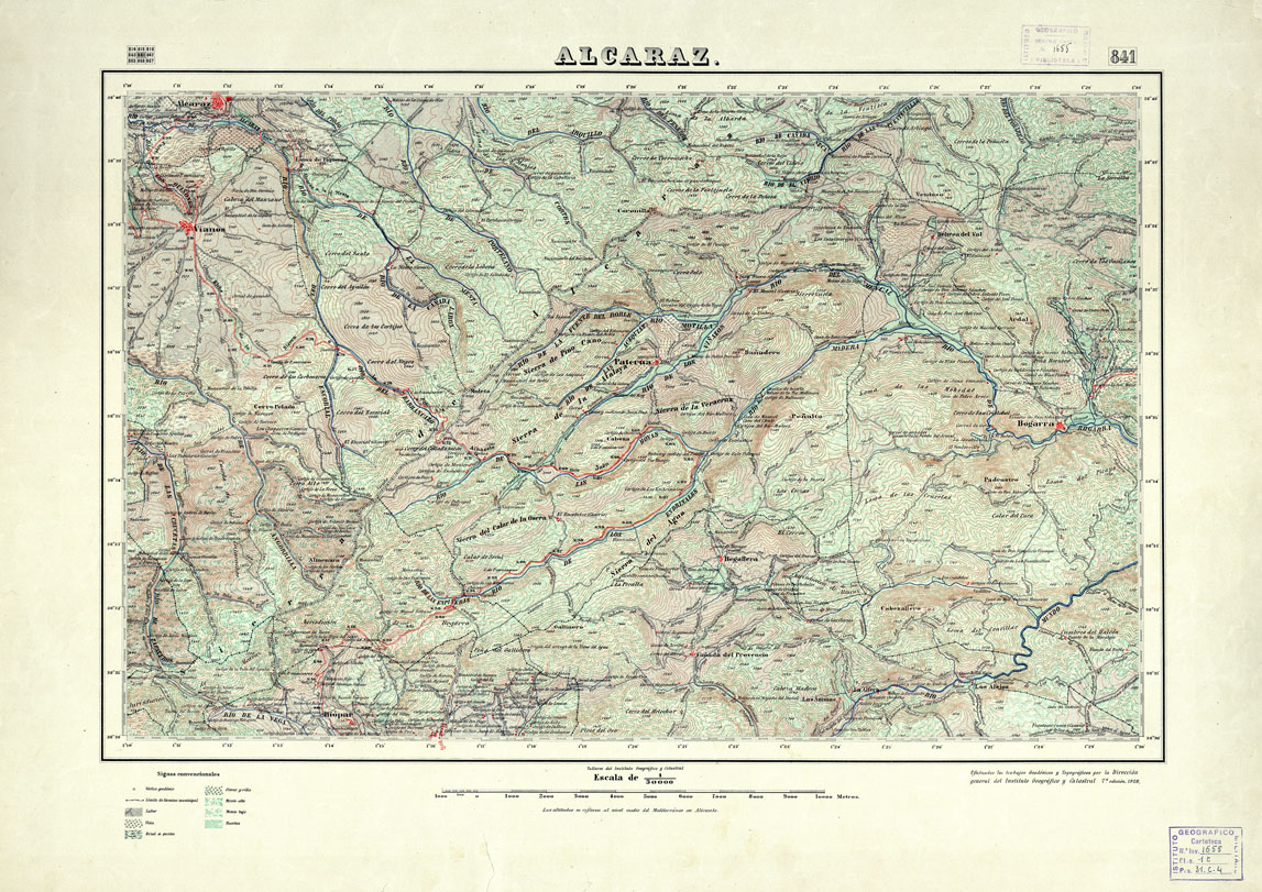 (N:18649) MAPA TOPOGRAFICO DE ESPANA - Alcaraz - Foglio 841 (B0015098) Carte e stampe antiche: riproduzione a colori su carta (formato A1)