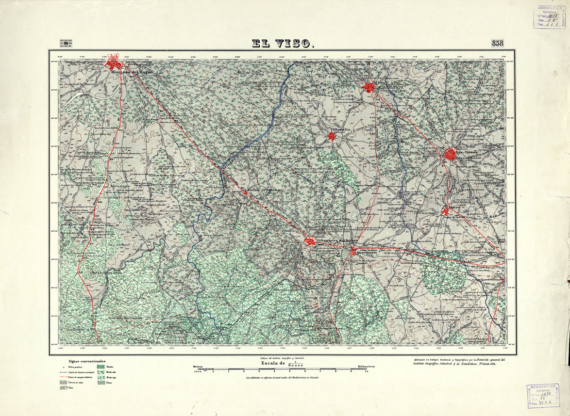 (N:18654) MAPA TOPOGRAFICO DE ESPANA - El viso - Foglio 858 (B0015103) Carte e stampe antiche: riproduzione a colori su carta (formato A1)
