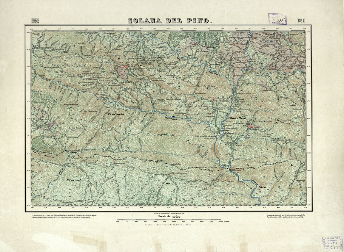 (N:18657) MAPA TOPOGRAFICO DE ESPANA - Solana de Pino - Foglio 861 (B0015106) Carte e stampe antiche: riproduzione a colori su carta (formato A1)