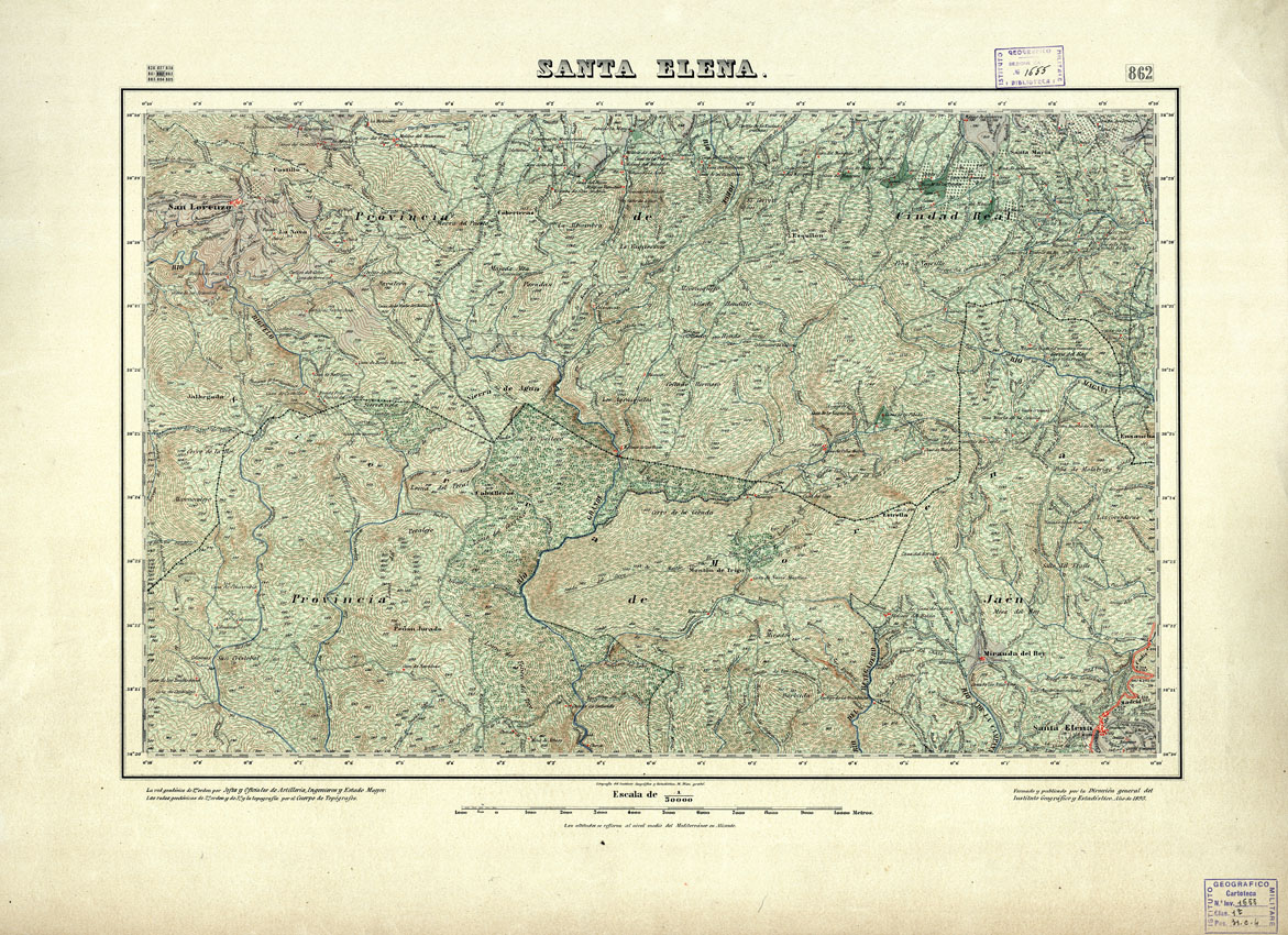 (N:18659) MAPA TOPOGRAFICO DE ESPANA - Santa Elena - Foglio 862 (B0015108) Carte e stampe antiche: riproduzione a colori su carta (formato A1)