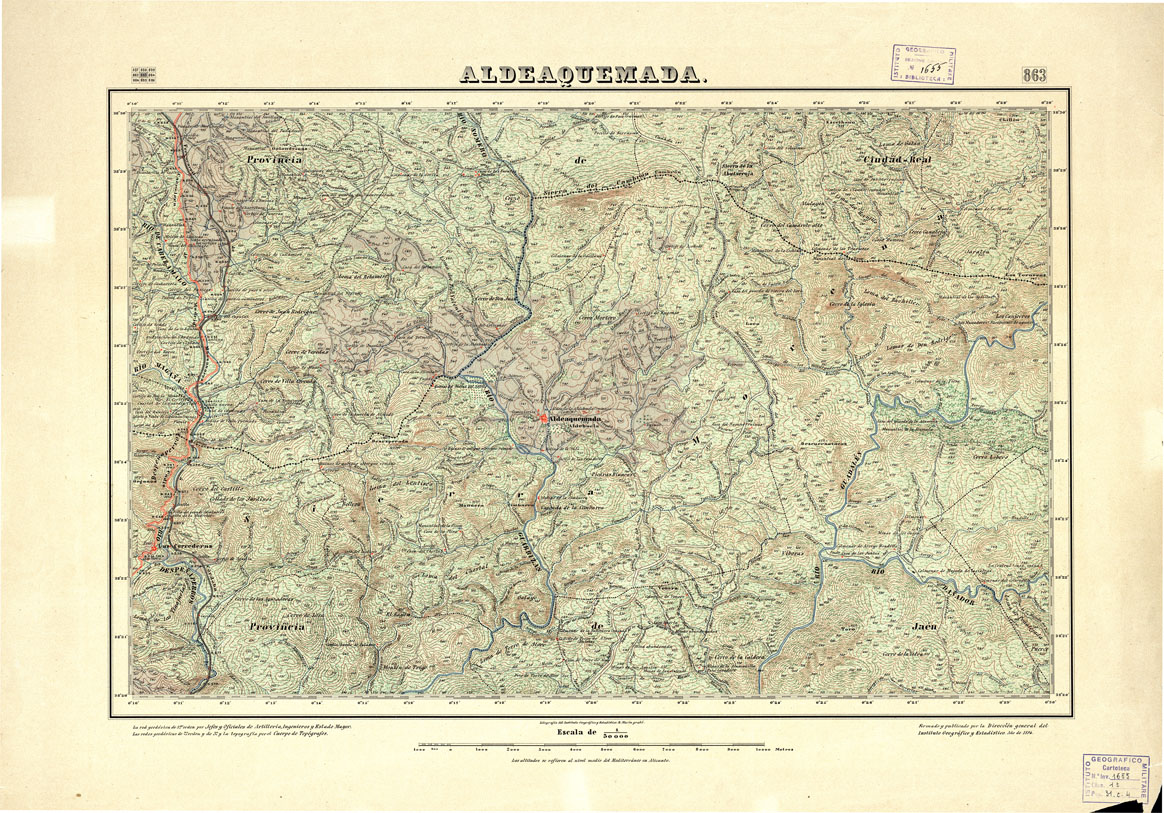 (N:18660) MAPA TOPOGRAFICO DE ESPANA - Aldeaquemada - Foglio 863 (B0015109) Carte e stampe antiche: riproduzione a colori su carta (formato A1)