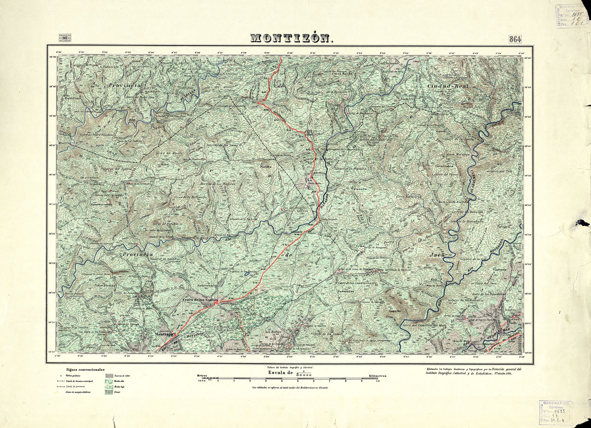 (N:18661) MAPA TOPOGRAFICO DE ESPANA - Montizon - Foglio 864 (B0015110) Carte e stampe antiche: riproduzione a colori su carta (formato A1)