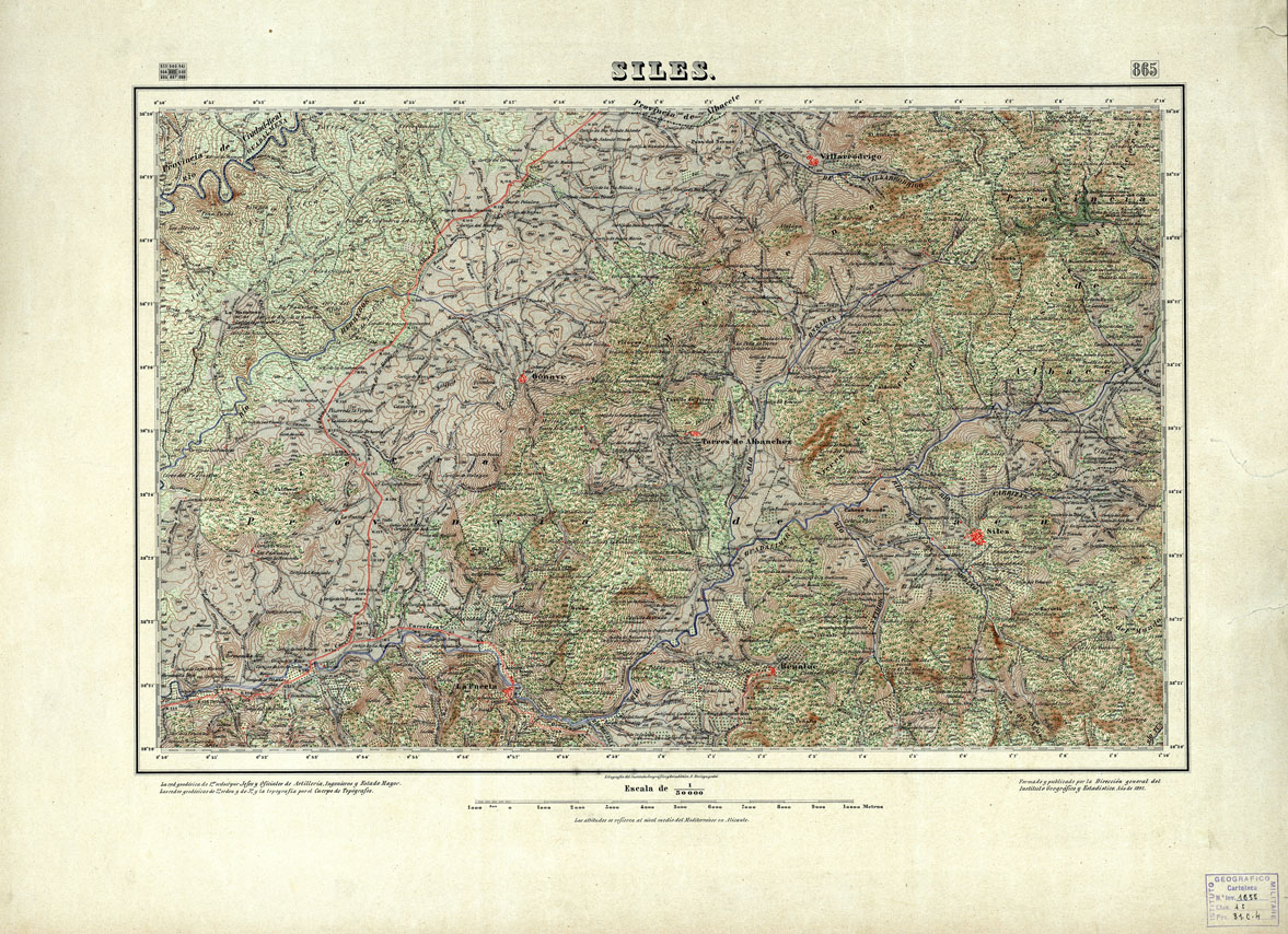 (N:18662) MAPA TOPOGRAFICO DE ESPANA - Siles - Foglio 865 (B0015111) Carte e stampe antiche: riproduzione a colori su carta (formato A1)