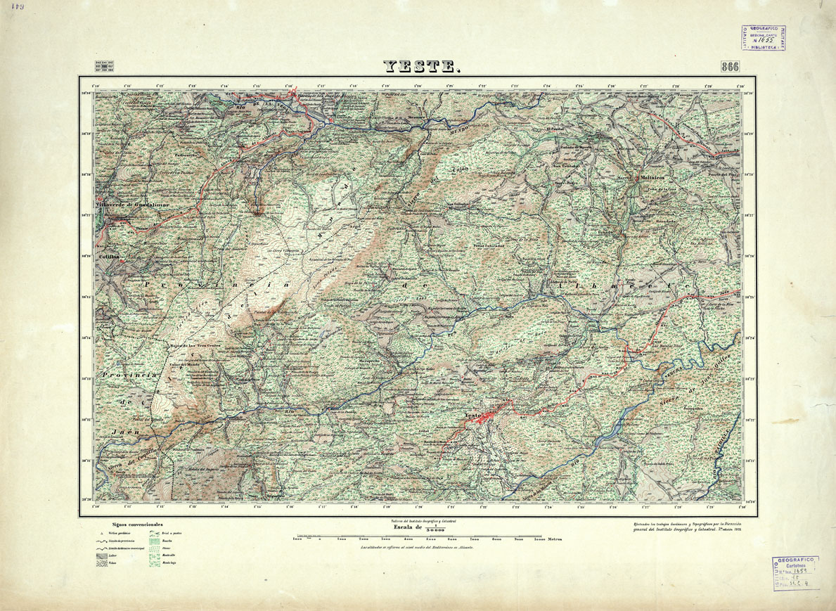 (N:18663) MAPA TOPOGRAFICO DE ESPANA - Yeste - Foglio 866 (B0015112) Carte e stampe antiche: riproduzione a colori su carta (formato A1)